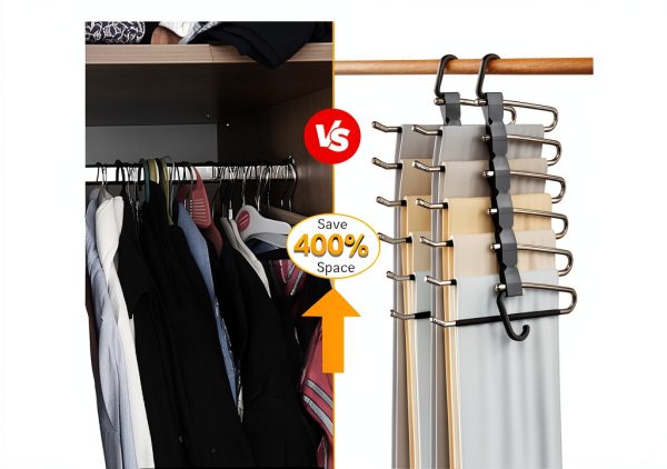 AUFETQ Pants Hanger Stainless Steel Anti-Slip Space Saving-1
