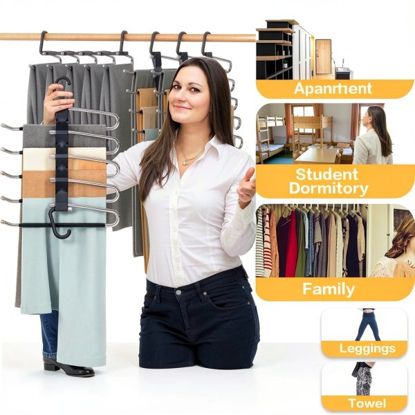 AUFETQ Pants Hanger Stainless Steel Anti-Slip Space Saving-5