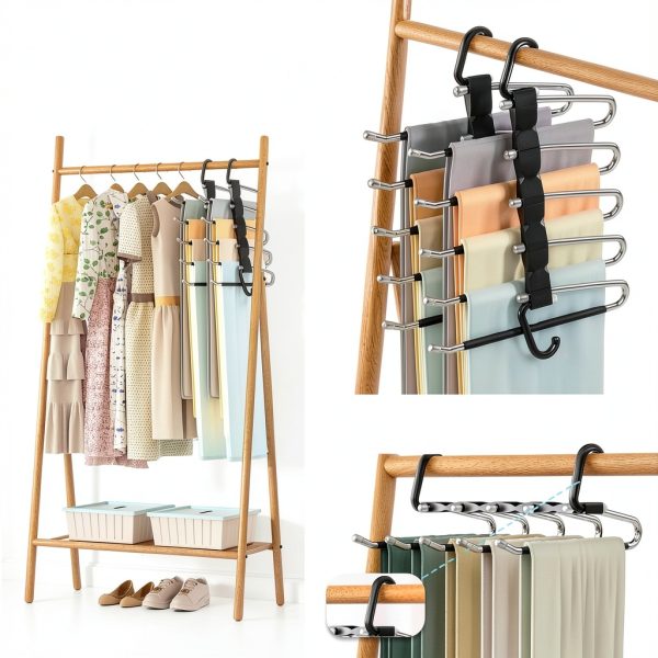AUFETQ Pants Hanger Stainless Steel Anti-Slip Space Saving-2