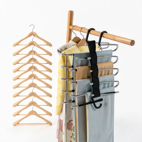 AUFETQ Pants Hanger Stainless Steel Anti-Slip Space Saving-6