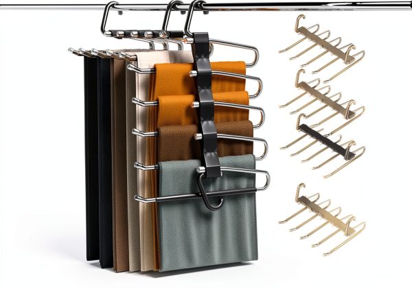 AUFETQ Pants Hanger Stainless Steel Anti-Slip Space Saving-0