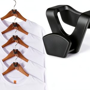HOUSE DAY Hanger Connector Hooks Space Saving Plastic Black-0