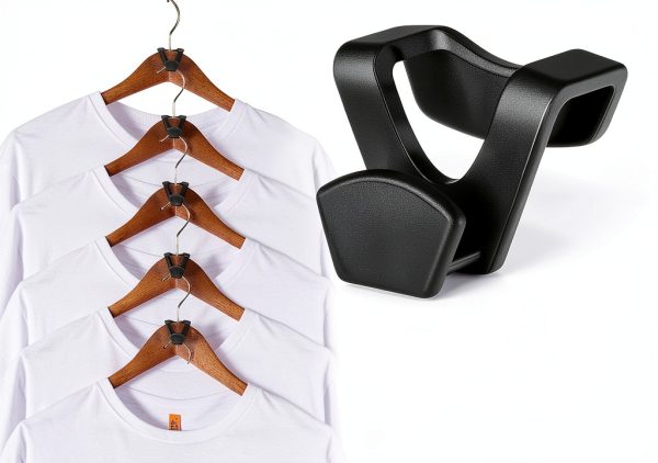 HOUSE DAY Hanger Connector Hooks Space Saving Plastic Black-0