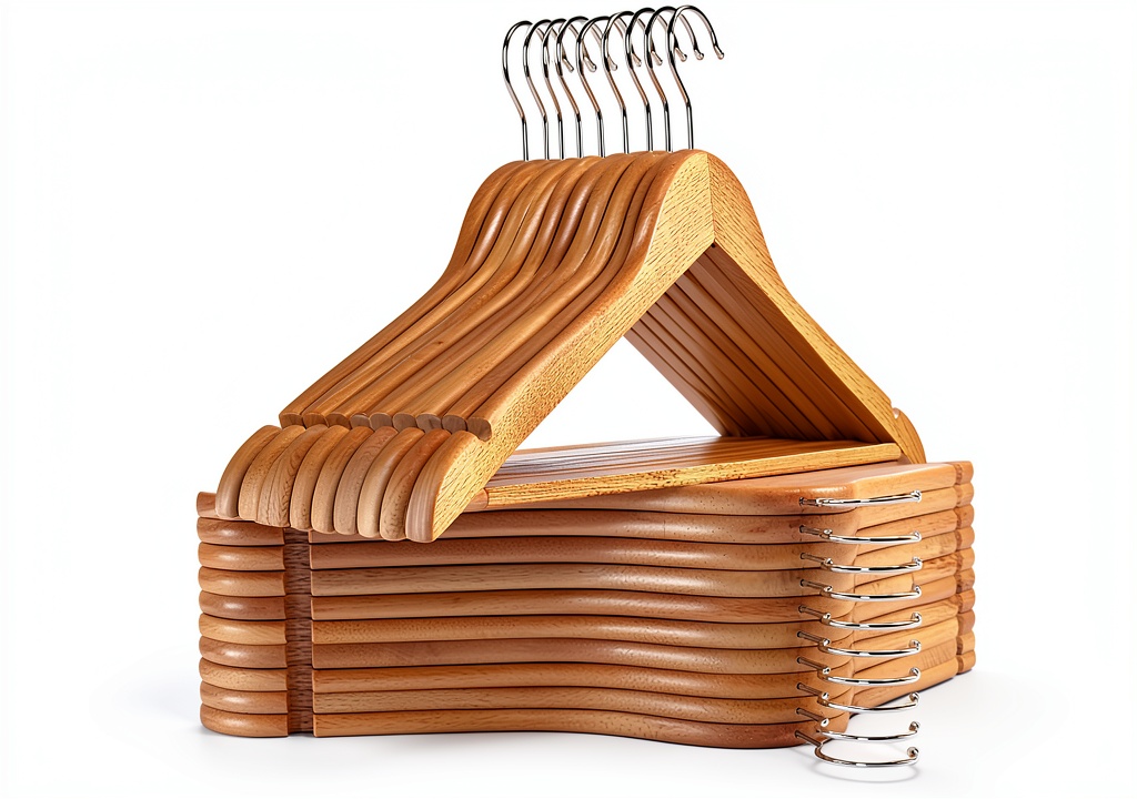 Amber Home wooden suit hangers in a closet