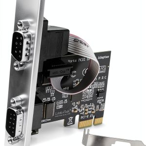 LinksTek 2-Ports PCIE RS232 DB9 Serial Card for Desktop PCs-0