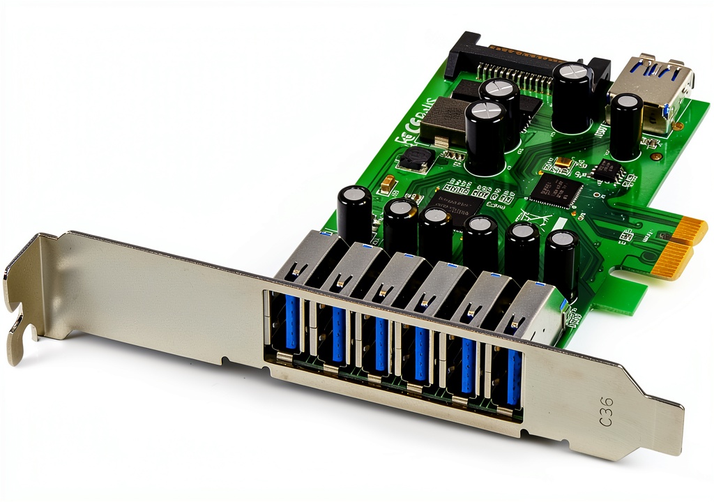 Installing StarTech.com 7 Port PCI Express USB 3.0 Card on a wooden desk