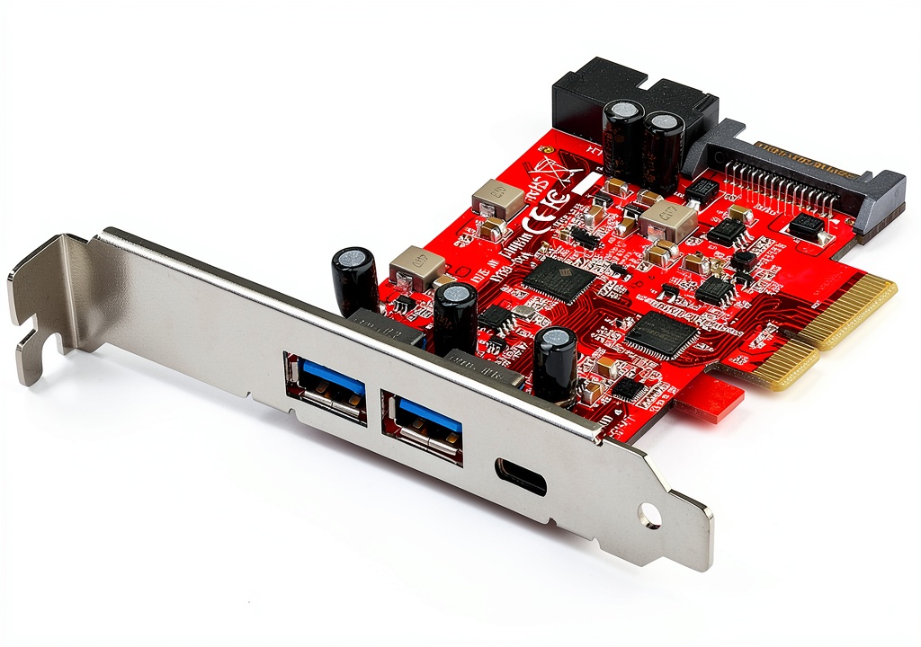 StarTech USB PCIe 5‑Port Card installed in a desktop motherboard