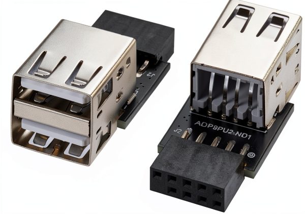 USB 2.0 Header to Dual USB A Adapter MZHOU Black-0