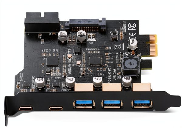 Gugxiom USB 3.2 PCIe Expansion Card 5-Port (3 Type‑A, 2 Type‑C) 20Gbps-8