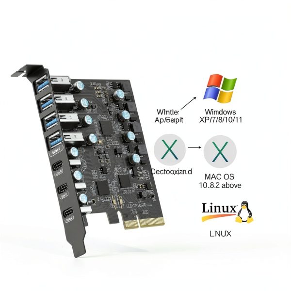 FANBLACK USB 3.2 Gen 2 PCIe 7-Port Card with Type‑C and Type‑A-5