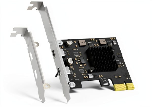 GLOTRENDS 2-Port USB-C 10Gb PCIe X1 Expansion Card U3142CX1 High Power-0