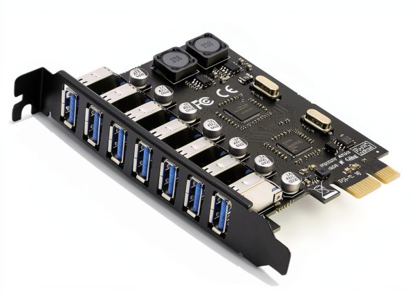 RIITOP USB 3.0 PCI-e 7‑Port Expansion Card PCET7U3‑N-3