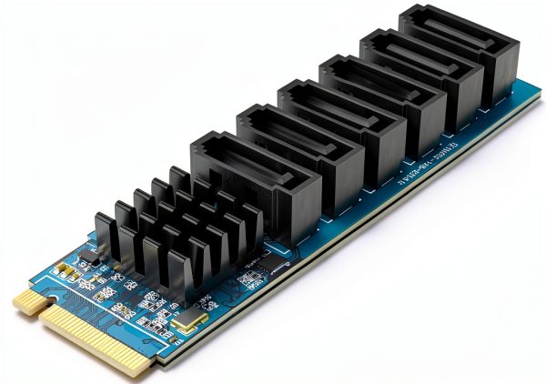 M.2 to SATA Adapter 10Gtek 6 Port Card with Optional Cables-0