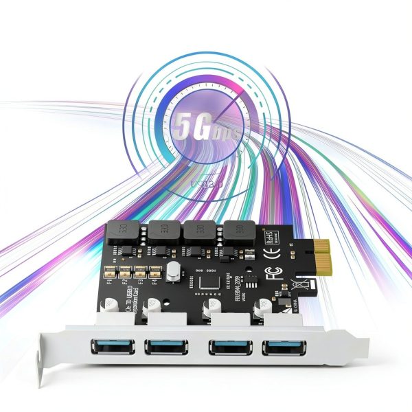USB 3.0 Expansion Card GLOTRENDS 4 Port PCIe x1 High Power-4