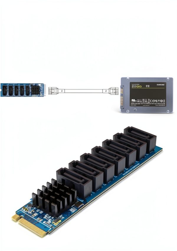 M.2 to SATA Adapter 10Gtek 6 Port Card with Optional Cables-3