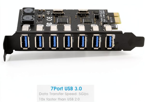 RIITOP USB 3.0 PCI-e 7‑Port Expansion Card PCET7U3‑N-2