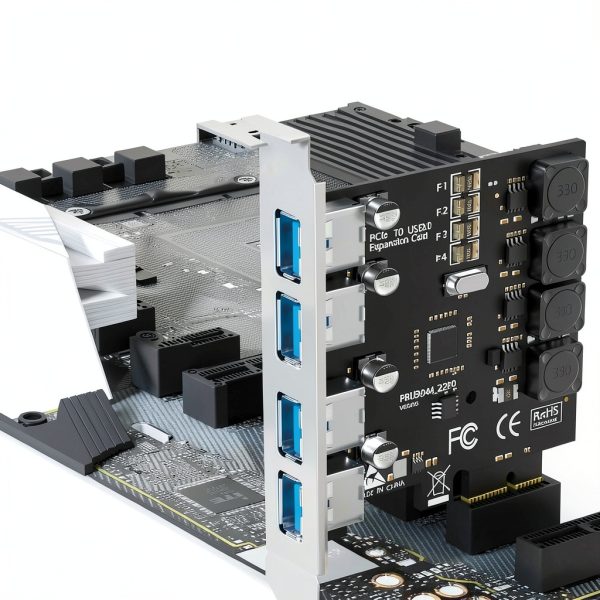 USB 3.0 Expansion Card GLOTRENDS 4 Port PCIe x1 High Power-5