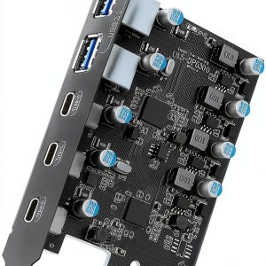 USB 3.0 PCIe Card YEELIYA 3 USB-C and 2 USB-A Ports No Extra Power-0