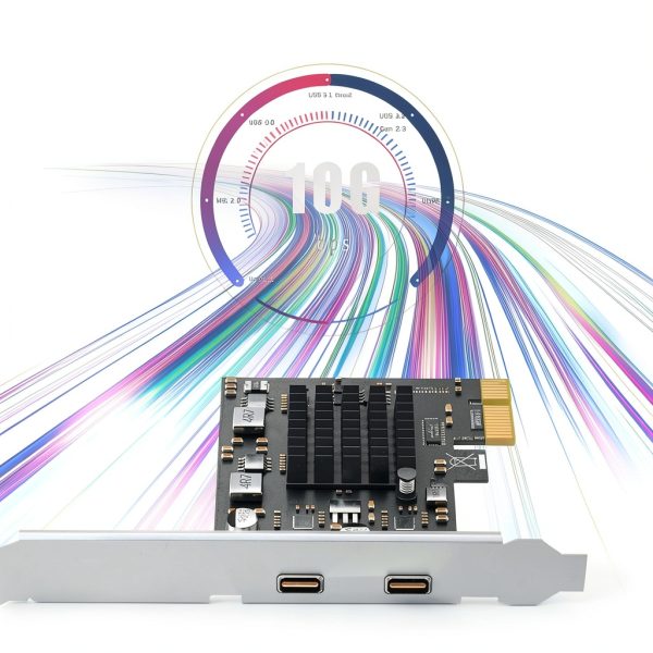 GLOTRENDS 2-Port USB-C 10Gb PCIe X1 Expansion Card U3142CX1 High Power-4