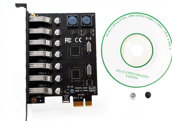 RIITOP USB 3.0 PCI-e 7‑Port Expansion Card PCET7U3‑N-6