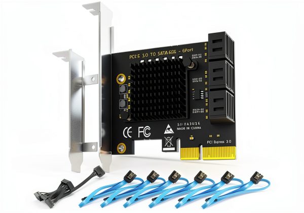 PCIe 6-Port SATA III Expansion Card GLOTRENDS 16GT/s Plug and Play-0
